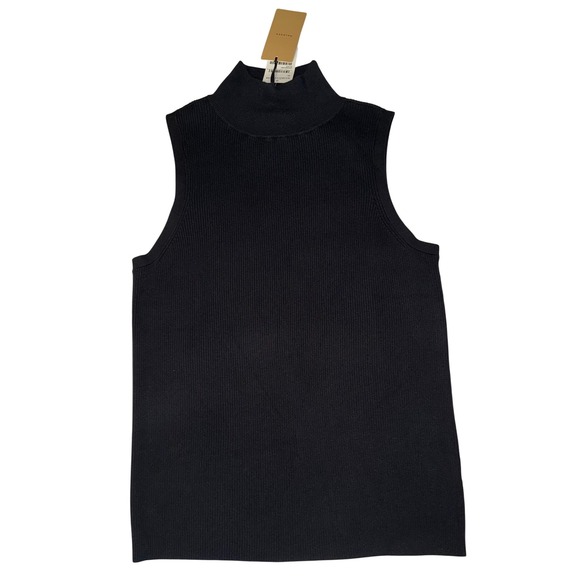 Halogen Women's Black Ribbed Mock Neck Sleeveless Knit Top XL NEW - Picture 1 of 5